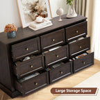 Classic 9-Drawer Dresser with Black Top and Round Knobs