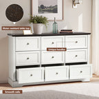 Classic 9-Drawer Dresser with Black Top and Round Knobs