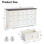 Classic 9-Drawer Dresser with Black Top and Round Knobs