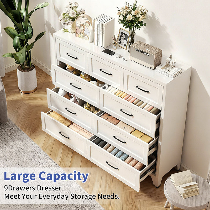 Elegant White Bedroom Chest with Minimalist Panel Drawer Fronts