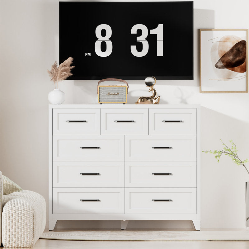Elegant White Bedroom Chest with Minimalist Panel Drawer Fronts