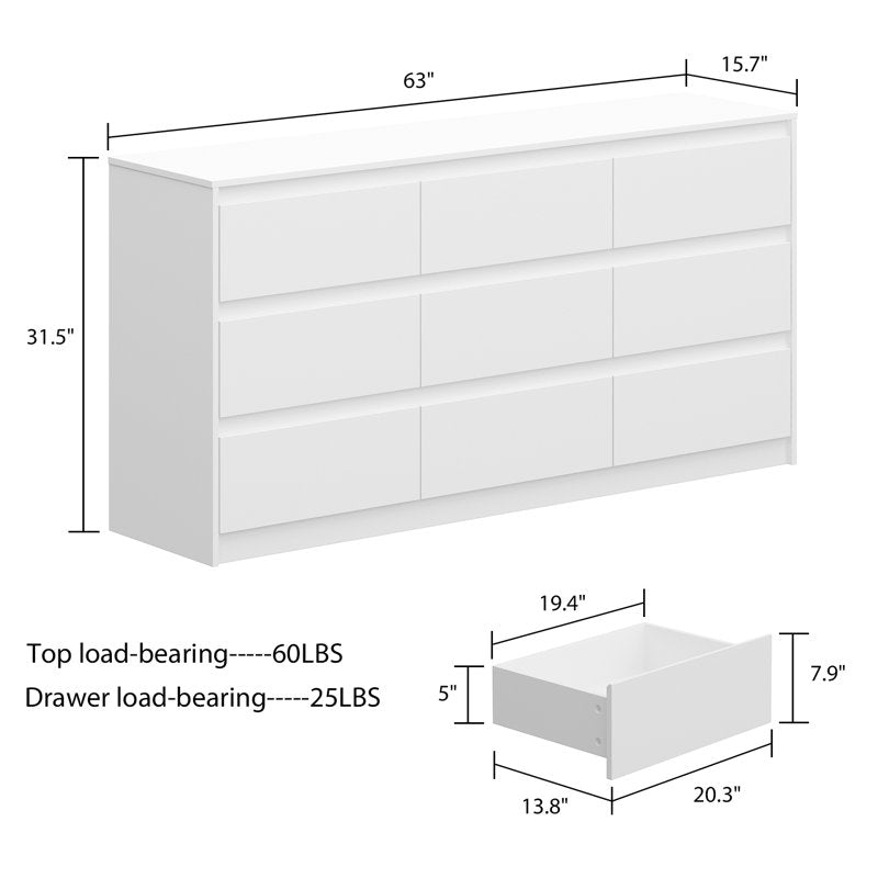 Contemporary Storage Dresser with Natural Wood Frame Accent