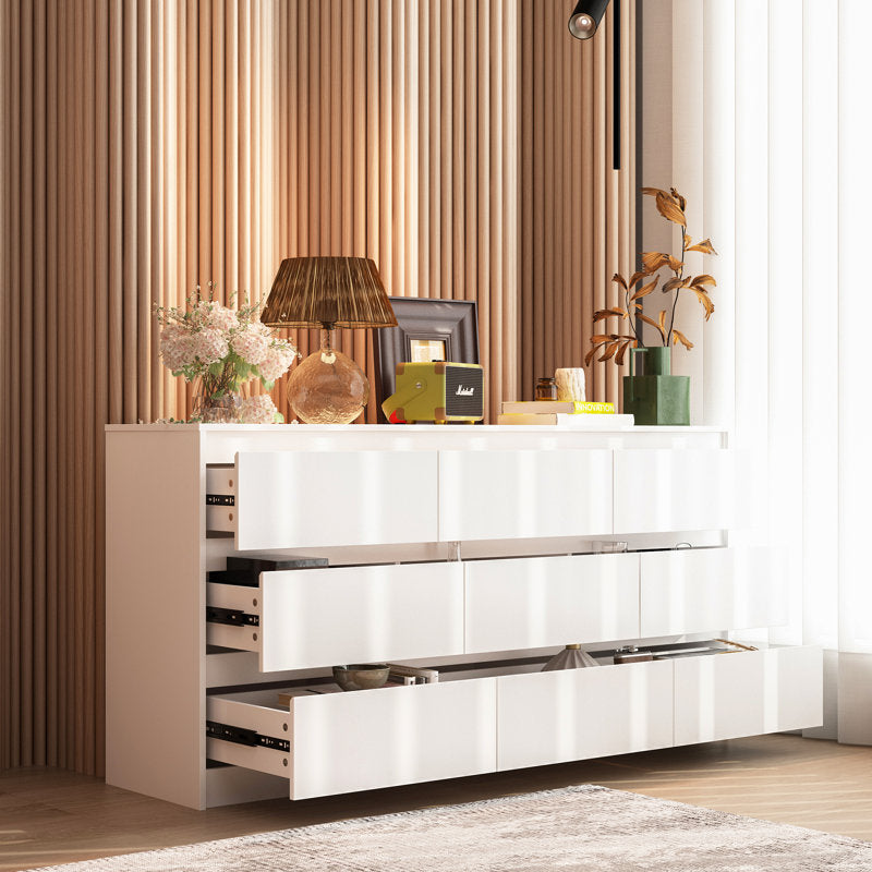 Contemporary Storage Dresser with Natural Wood Frame Accent