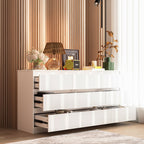 Contemporary Storage Dresser with Natural Wood Frame Accent