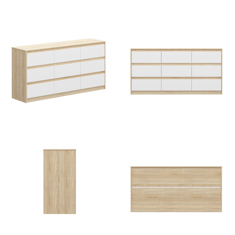 Contemporary Storage Dresser with Natural Wood Frame Accent