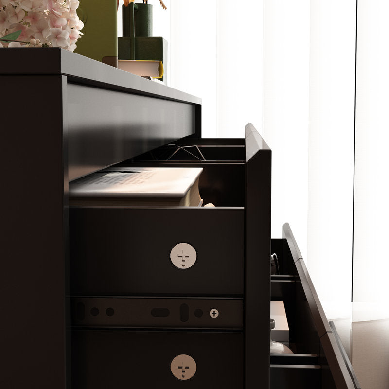 Contemporary Storage Dresser with Natural Wood Frame Accent