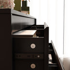 Contemporary Storage Dresser with Natural Wood Frame Accent