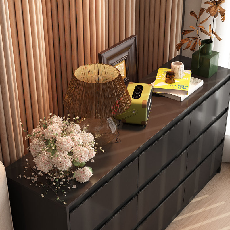 Contemporary Storage Dresser with Natural Wood Frame Accent