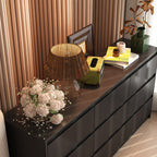 Contemporary Storage Dresser with Natural Wood Frame Accent