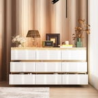 Contemporary Storage Dresser with Natural Wood Frame Accent