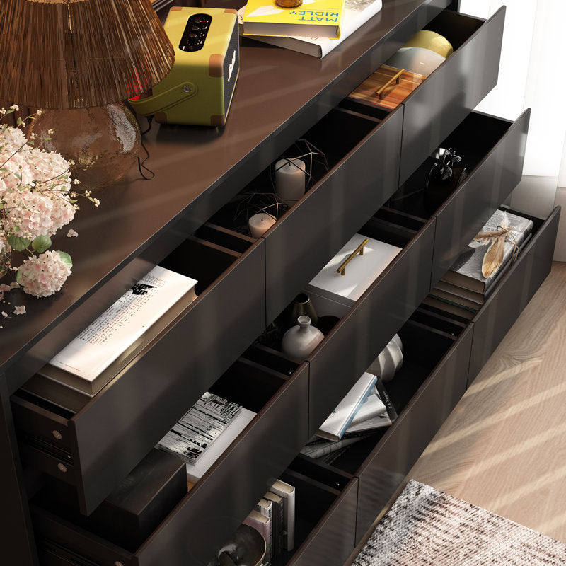 Contemporary Storage Dresser with Natural Wood Frame Accent