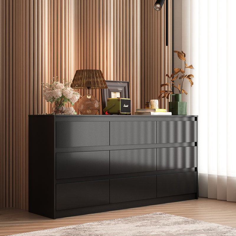 Contemporary Storage Dresser with Natural Wood Frame Accent