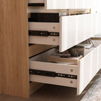 Contemporary Storage Dresser with Natural Wood Frame Accent