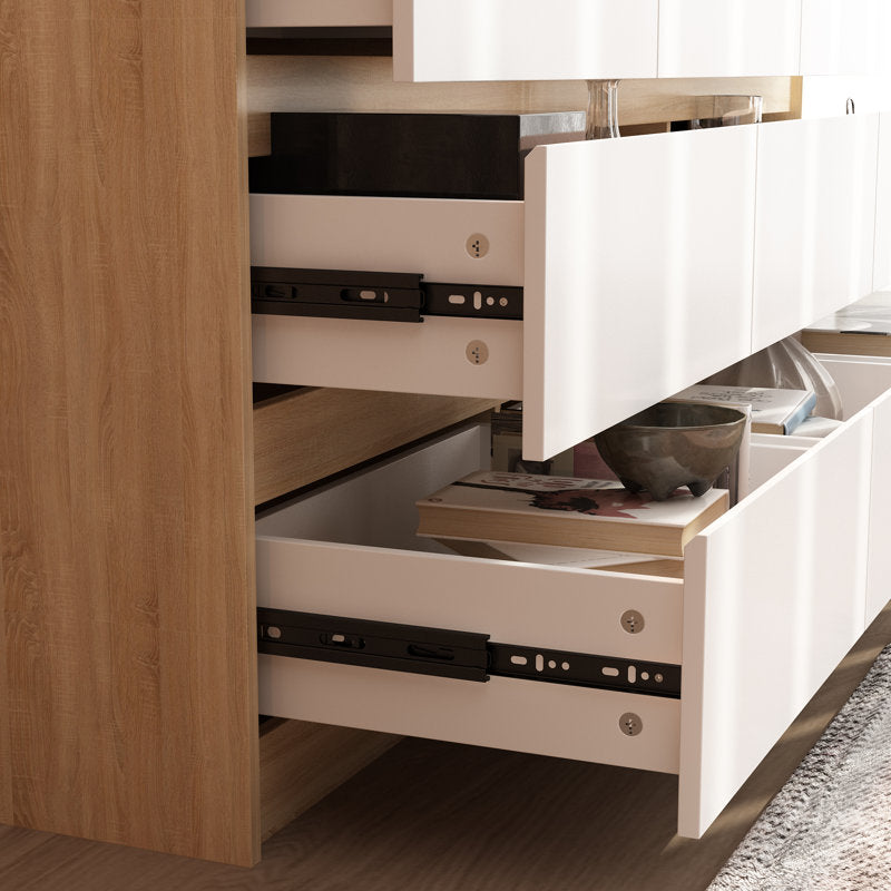 Contemporary Storage Dresser with Natural Wood Frame Accent