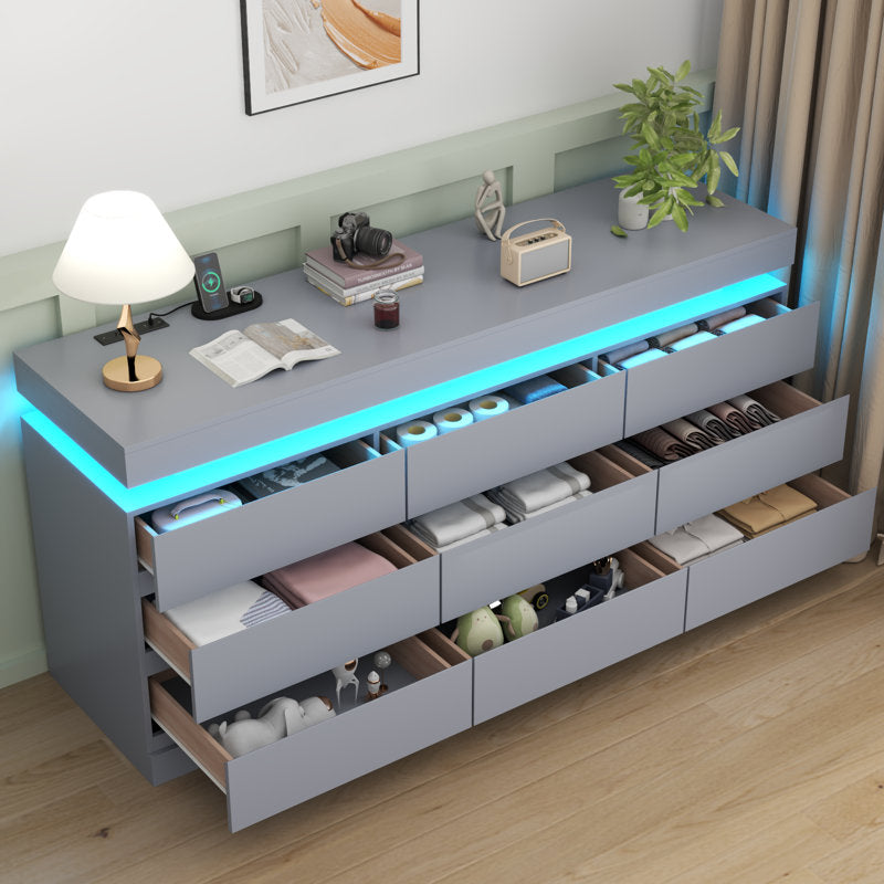 Premium Bedroom Dresser Cabinet with LED Accent Lighting and Elegant Finish