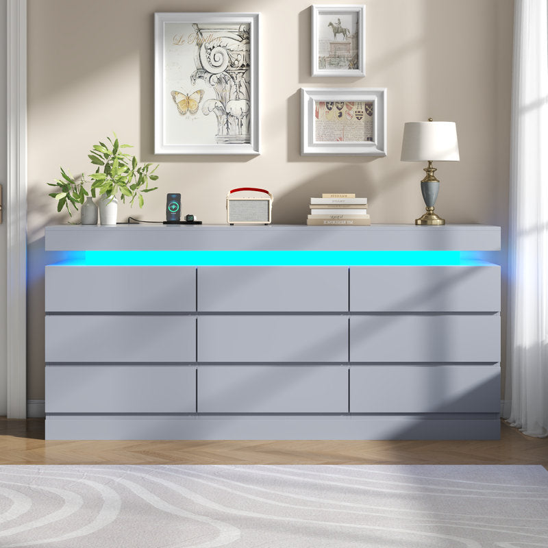 Premium Bedroom Dresser Cabinet with LED Accent Lighting and Elegant Finish