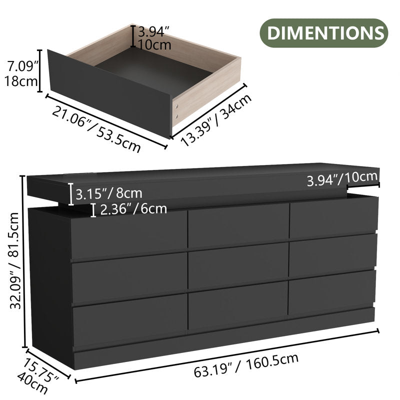 Premium Bedroom Dresser Cabinet with LED Accent Lighting and Elegant Finish