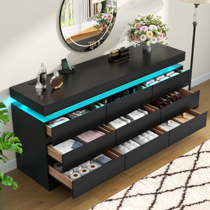 Premium Bedroom Dresser Cabinet with LED Accent Lighting and Elegant Finish