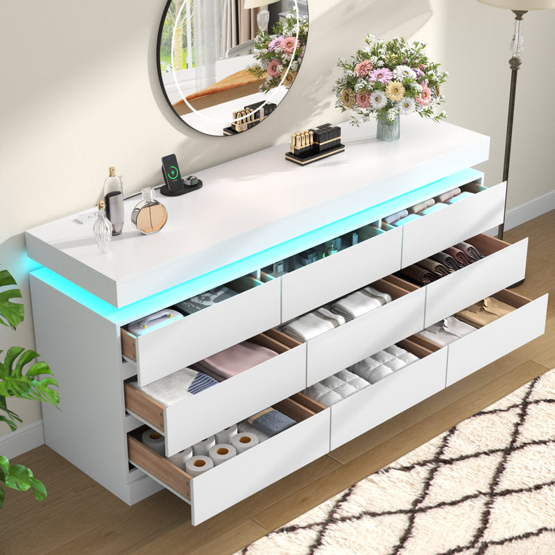 Premium Bedroom Dresser Cabinet with LED Accent Lighting and Elegant Finish