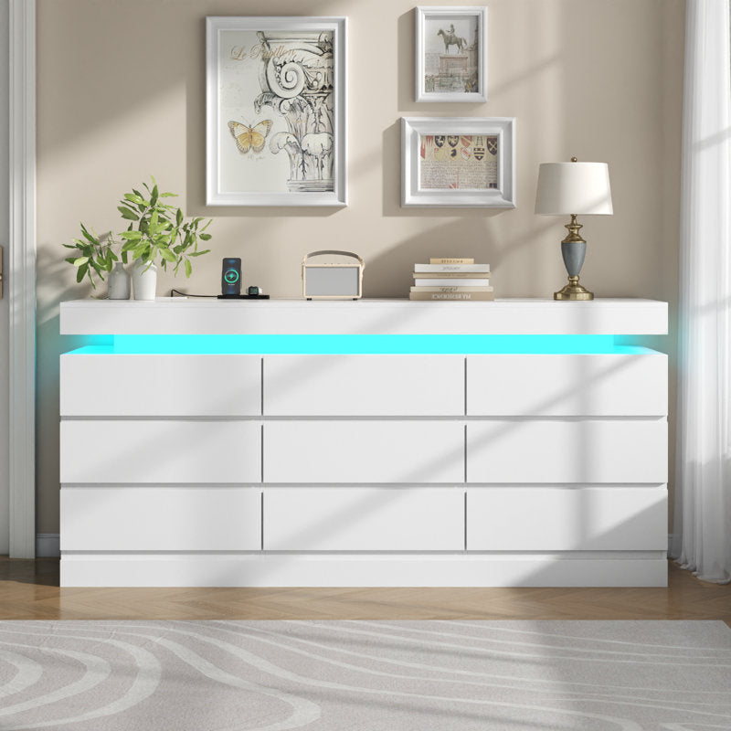 Premium Bedroom Dresser Cabinet with LED Accent Lighting and Elegant Finish