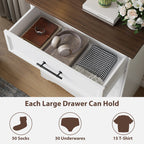 Classic White 4-Drawer Dresser with Wood Top and Metal Handles