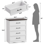 Classic White 4-Drawer Dresser with Wood Top and Metal Handles