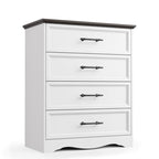 Classic White 4-Drawer Dresser with Wood Top and Metal Handles