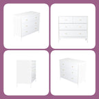 Minimalist White Chest Organizer with 4 Large Drawers for Bedroom or Living Room