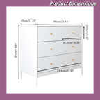 Minimalist White Chest Organizer with 4 Large Drawers for Bedroom or Living Room