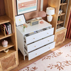 Minimalist White Chest Organizer with 4 Large Drawers for Bedroom or Living Room