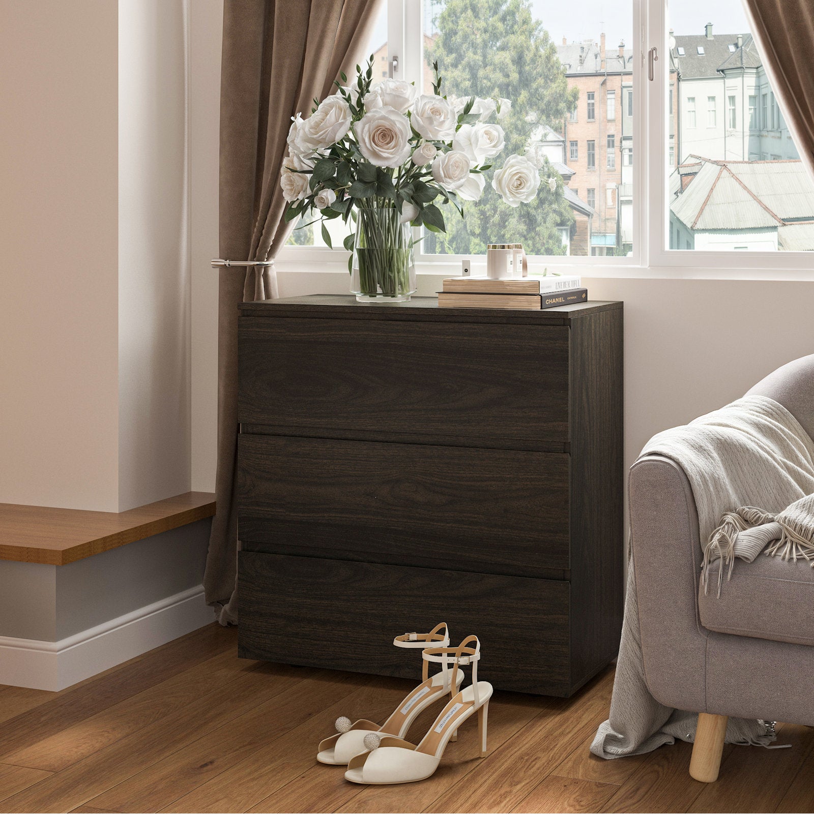 Modern 3-Drawer Dresser with Handle-Free Minimalist Design