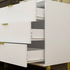 Elegant Bedroom Dresser with Gold Hardware and Elevated Base
