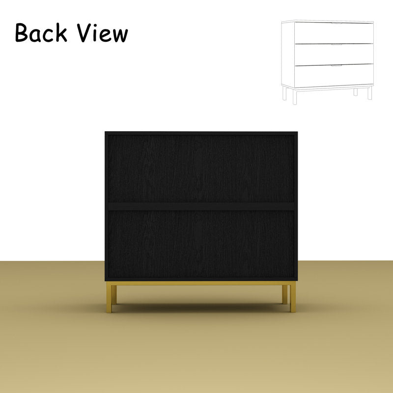Elegant Bedroom Dresser with Gold Hardware and Elevated Base