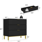 Elegant Bedroom Dresser with Gold Hardware and Elevated Base
