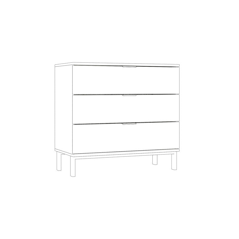 Elegant Bedroom Dresser with Gold Hardware and Elevated Base
