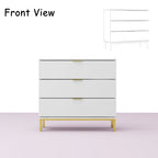 Elegant Bedroom Dresser with Gold Hardware and Elevated Base