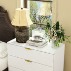 Elegant Bedroom Dresser with Gold Hardware and Elevated Base