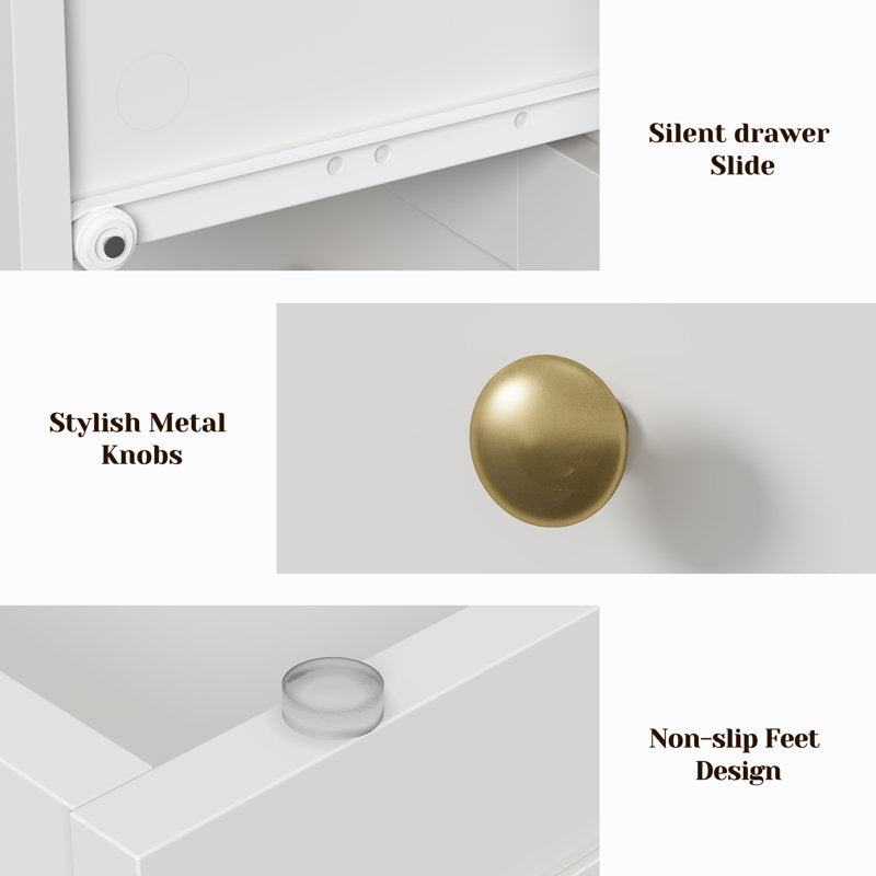 Classic Storage Cabinet with 3 Drawers and Premium Gold Accents