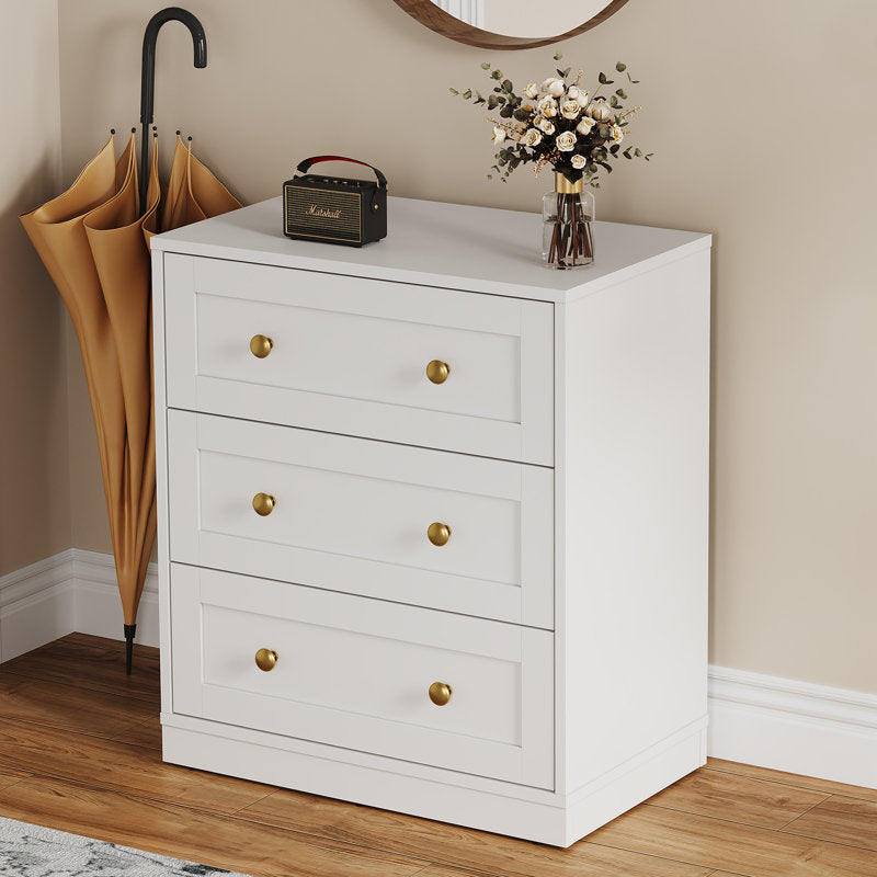 Classic Storage Cabinet with 3 Drawers and Premium Gold Accents
