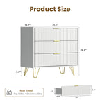 Stylish Bedroom Dresser with Gold Handles and Decorative Fluted Panels