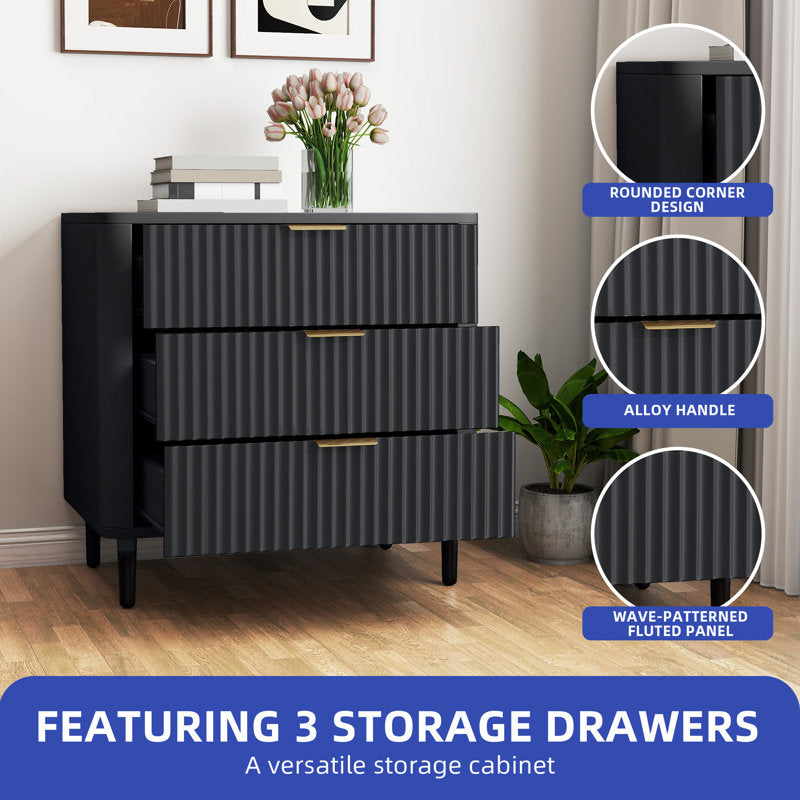 Minimalist Storage Dresser with Fluted Front and Sturdy Legs