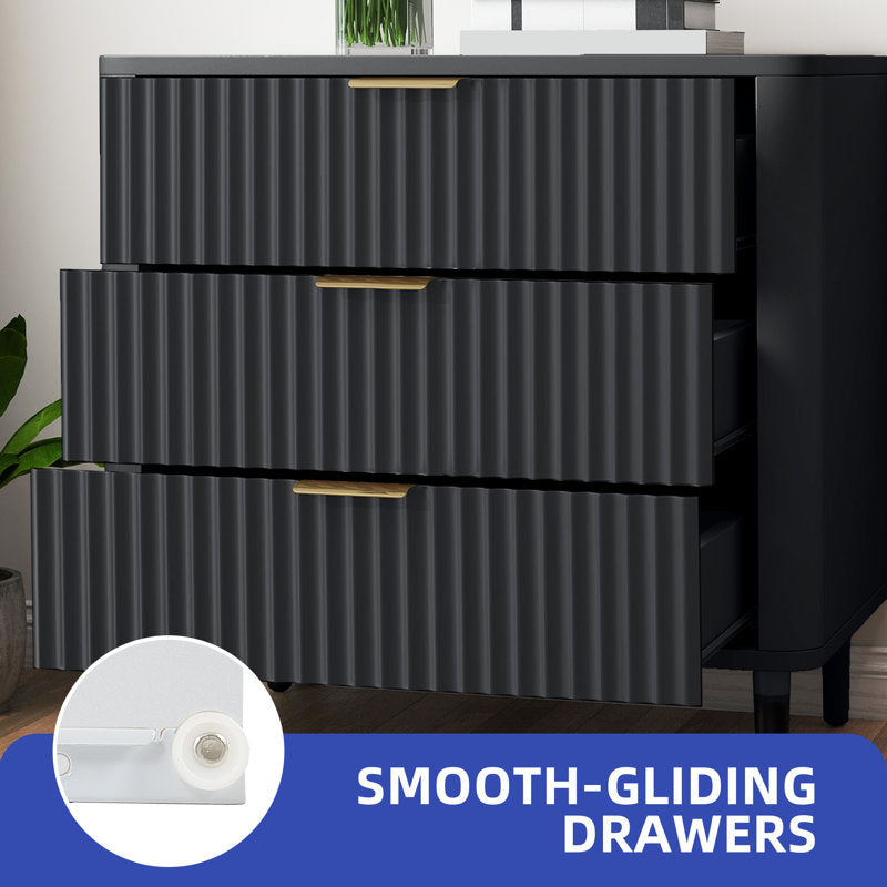 Minimalist Storage Dresser with Fluted Front and Sturdy Legs