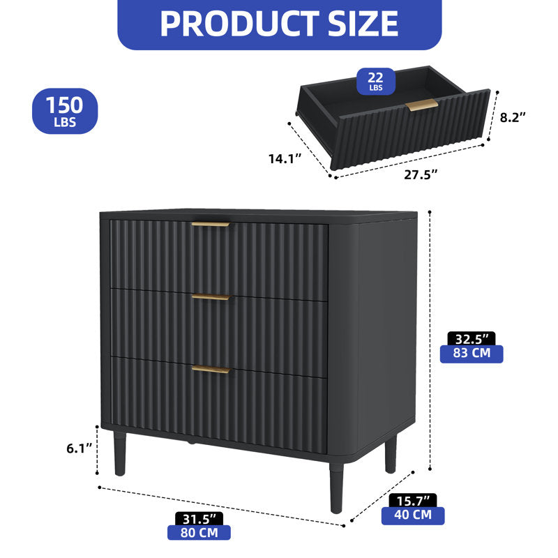 Minimalist Storage Dresser with Fluted Front and Sturdy Legs