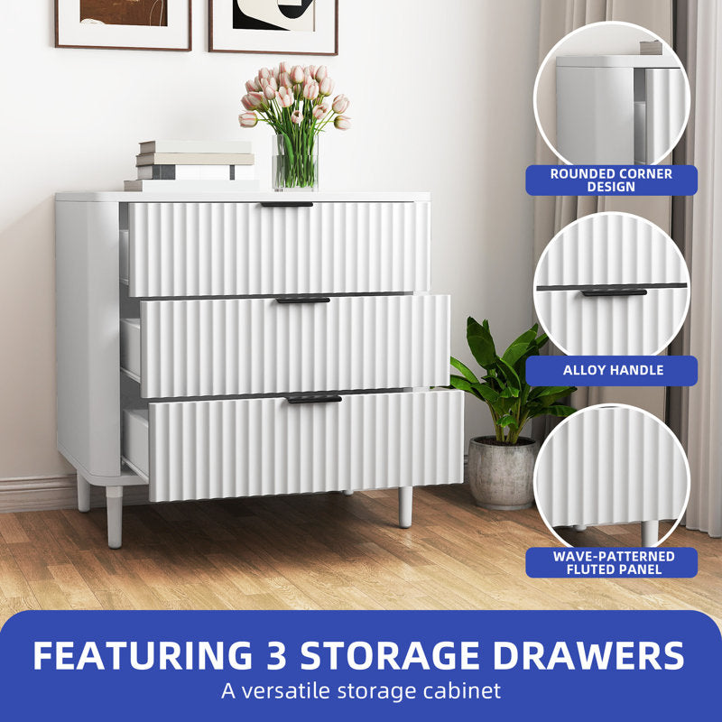 Minimalist Storage Dresser with Fluted Front and Sturdy Legs