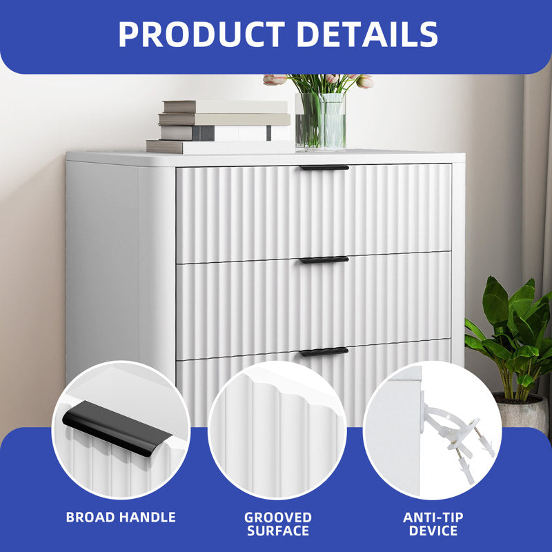 Minimalist Storage Dresser with Fluted Front and Sturdy Legs