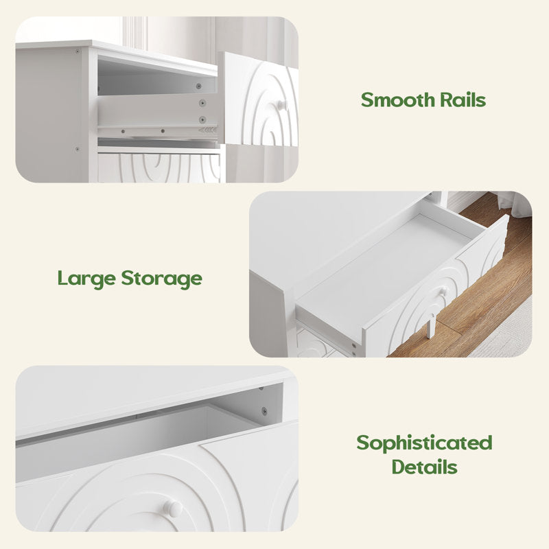Stylish Bedroom Dresser with Embossed Circle Pattern and Sleek Frame