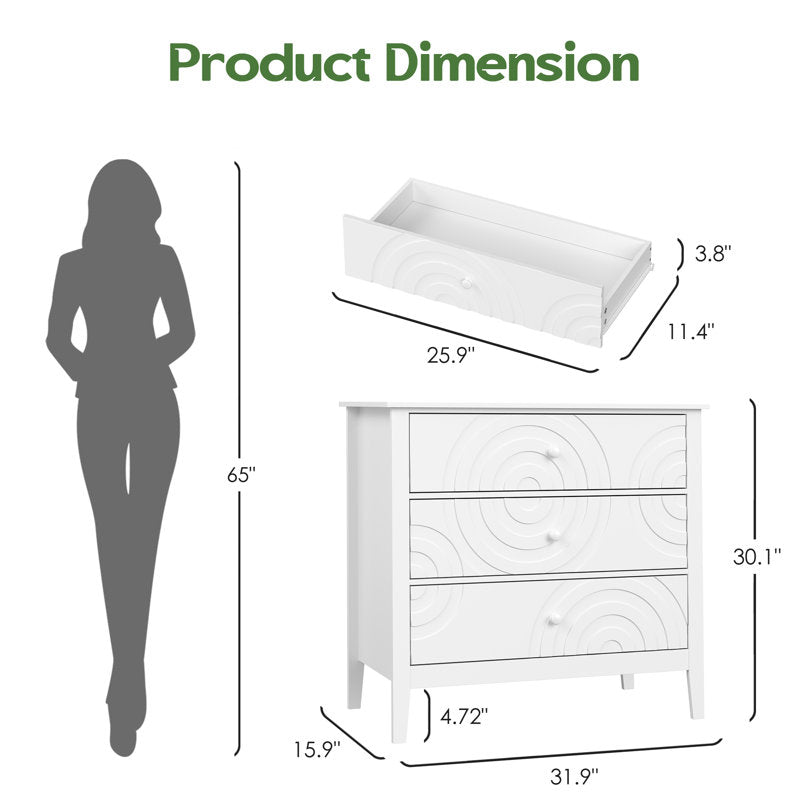 Stylish Bedroom Dresser with Embossed Circle Pattern and Sleek Frame