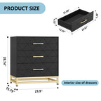 Elegant Bedroom Dresser, Geometric Drawer Front with Gold Accents and Legs