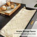 Modern Fluted 3-Drawer Dresser with Gold Handles and Metal Legs