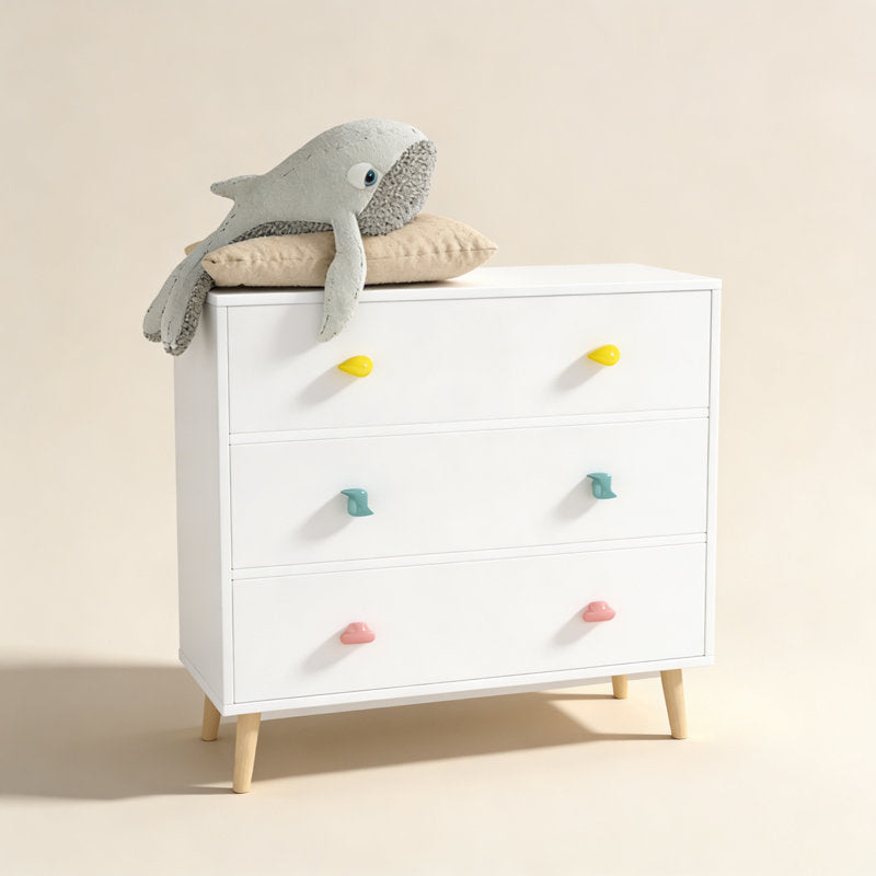 Modern Kids Chest of Drawers with Multicolor Pastel Finish and Fun Handles